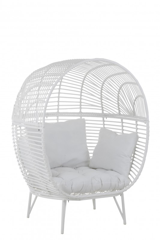 LOUNGE CHAIR WHITE WITH COUSHION    - CHAIRS, STOOLS